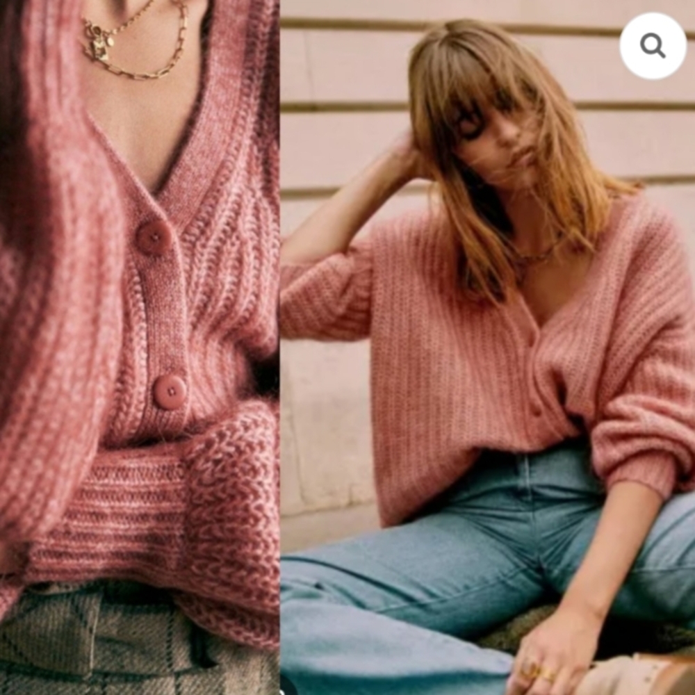 Sezane Achille Dusty Rose Cardigan